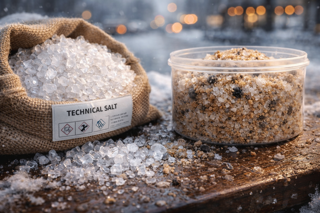 Соль и пескосоль: почему дешёвый противогололёдный материал редко оказывается выгодным